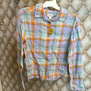Girls Size XL (14/16) Pastel Flannel Shirt NWT